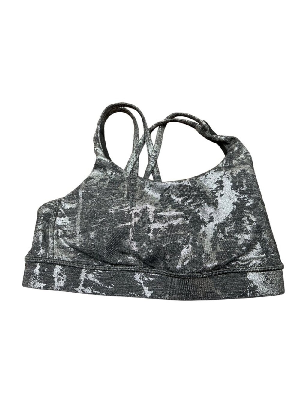 Lululemon Black Gray Abstract Print Strappy Sports Bra Women’s Size 4